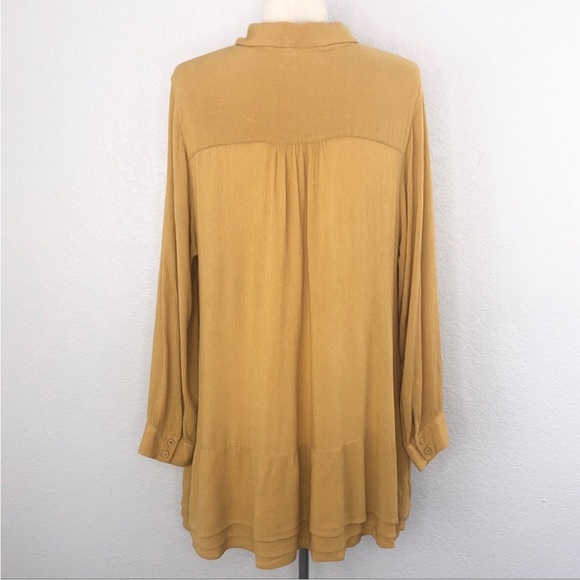 Soft Surroundings Arabitha Mustard Button Down Shirt Top Size 1X - Picture 3 of 6